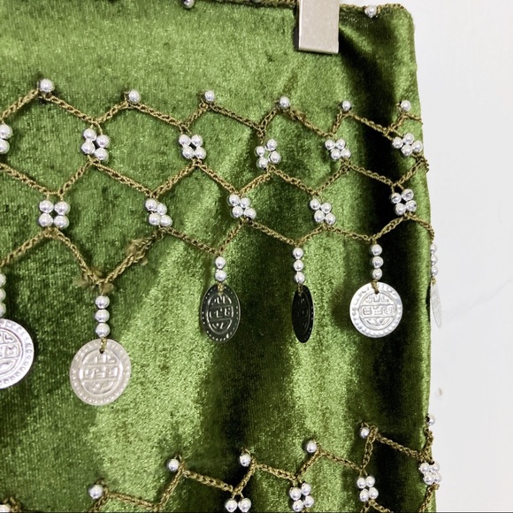 Vintage belly dancing skirt hip belt bedlah green - Picture 5 of 11